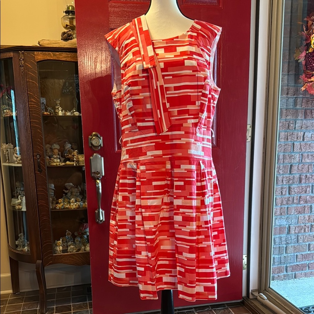 Red and White Sleeveless A-Line Mini Dress